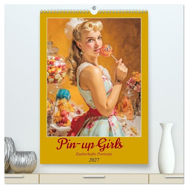 Pin-up Girls - Zauberhafte Portraits (hochwertiger Premium Wandkalender 2027 DIN A2 hoch) Kunstdruck in Hochglanz
