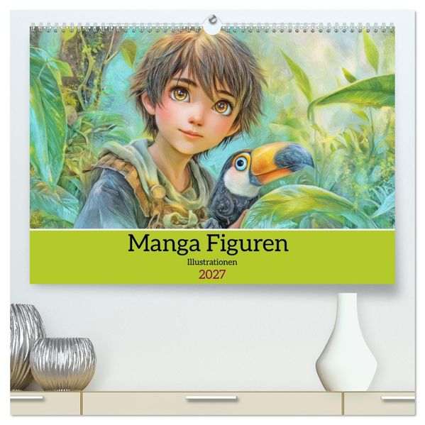 Manga Figuren - Illustrationen (hochwertiger Premium Wandkalender 2027 DIN A2 quer) Kunstdruck in Hochglanz