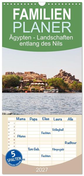 Familienplaner 2027 - Ägypten - Landschaften entlang des Nils mit 5 Spalten (Wandkalender 21 x 45 cm) CALVENDO