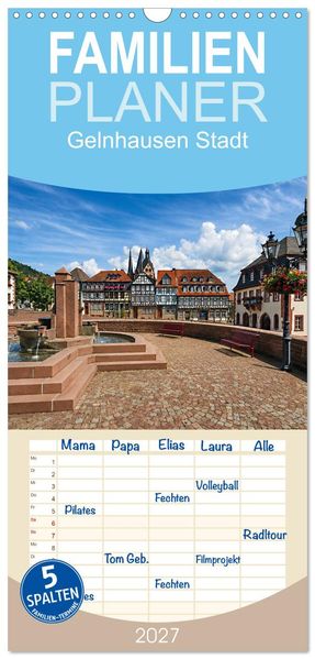 Familienplaner 2027 - Gelnhausen Stadt mit 5 Spalten (Wandkalender 21 x 45 cm) CALVENDO
