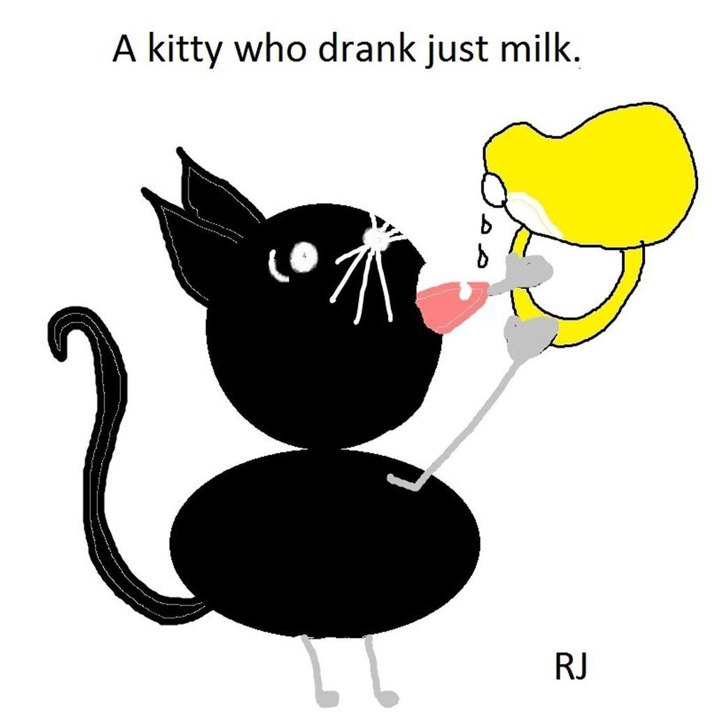 A kitty who drank just milk.