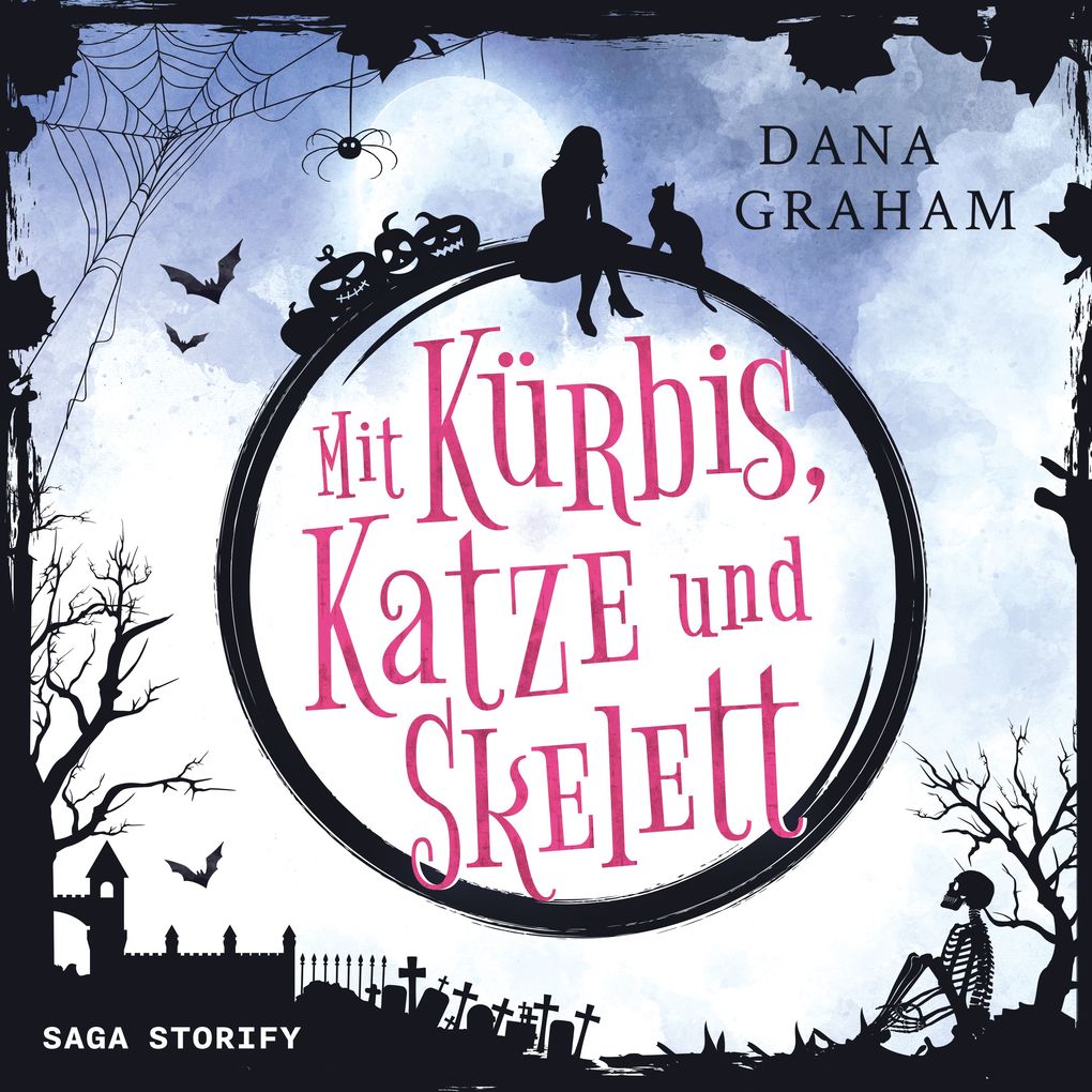 Mit Kürbis Katze und Skelett