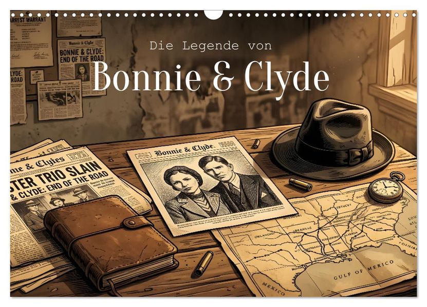 Die Legende von Bonnie & Clyde (Wandkalender 2027 DIN A3 quer) CALVENDO Monatskalender