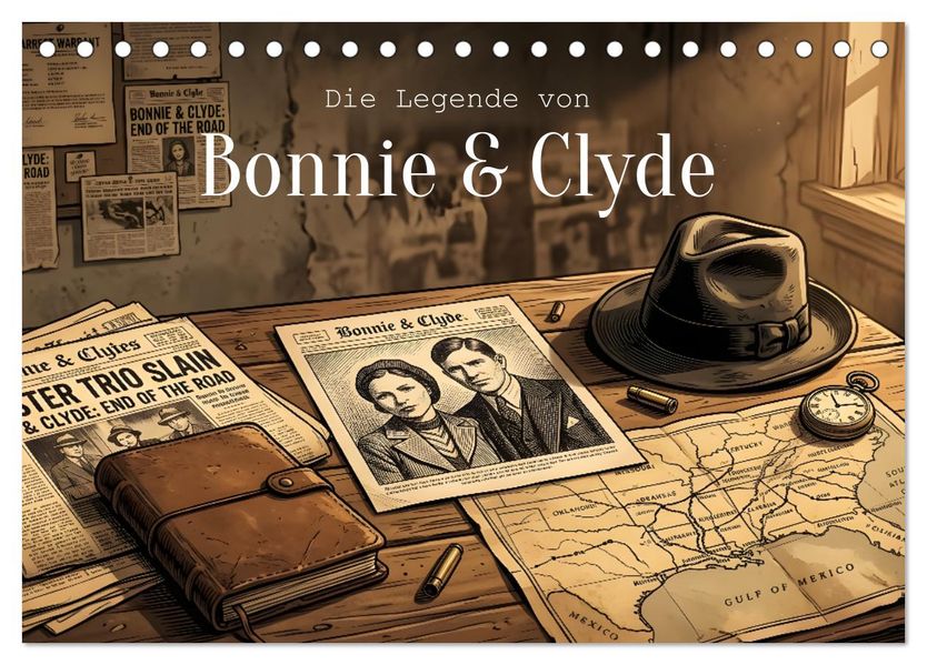Die Legende von Bonnie & Clyde (Tischkalender 2027 DIN A5 quer) CALVENDO Monatskalender