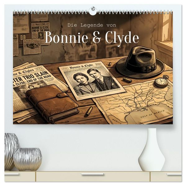 Die Legende von Bonnie & Clyde (hochwertiger Premium Wandkalender 2027 DIN A2 quer) Kunstdruck in Hochglanz