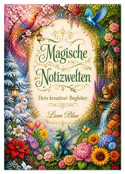Magische Notizwelten (Wandkalender 2027 DIN A2 hoch) CALVENDO Monatskalender