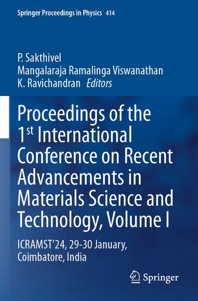 Proceedings of the 1st International Conference on Recent Advancements in Materials Science and Technology Volume I