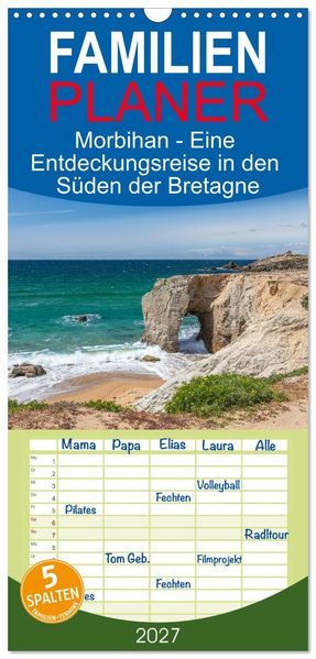 Familienplaner 2027 - Morbihan - Eine Entdeckungsreise in den Süden der Bretagne mit 5 Spalten (Wandkalender 21 x 45 cm) CALVENDO