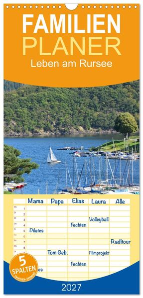Familienplaner 2027 - Leben am Rursee mit 5 Spalten (Wandkalender 21 x 45 cm) CALVENDO