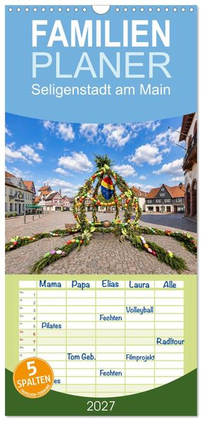 Familienplaner 2027 - Seligenstadt am Main mit 5 Spalten (Wandkalender 21 x 45 cm) CALVENDO