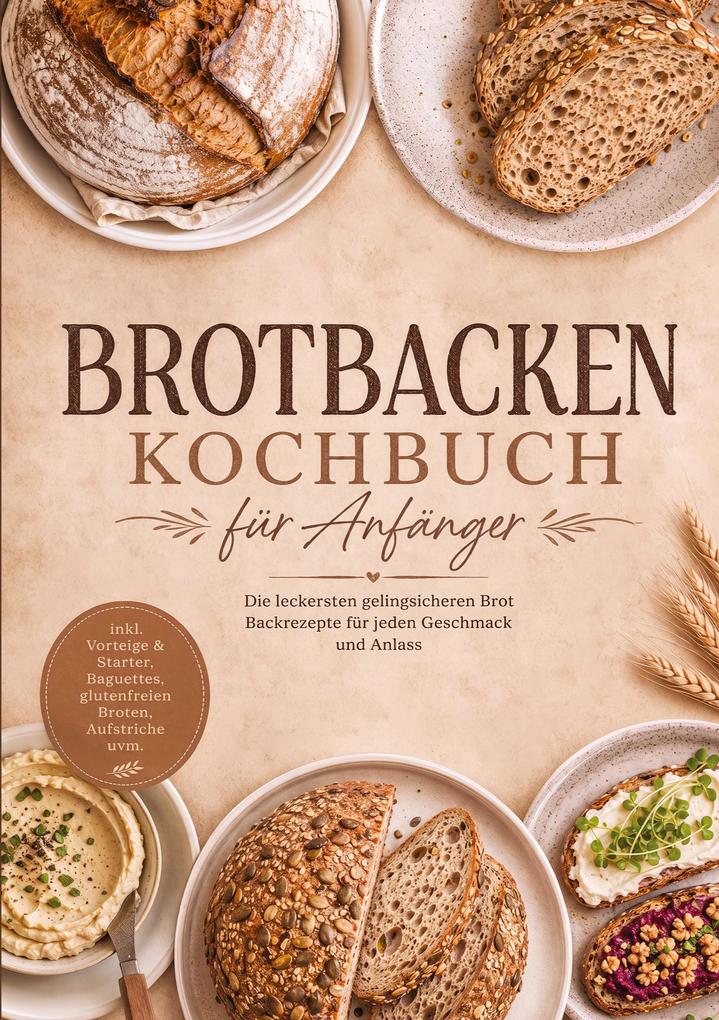 Brotbacken Kochbuch für Anfänger: Die leckersten gelingsicheren Brot Backrezepte für jeden Geschmack und Anlass - inkl. Vorteige & Starter Baguettes glutenfreien Broten Aufstriche uvm.