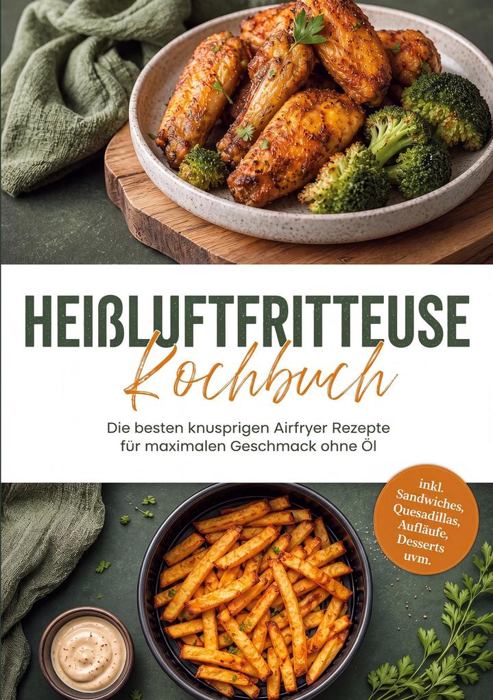 Heißluftfritteuse Kochbuch: Die besten knusprigen Airfryer Rezepte für maximalen Geschmack ohne Öl - inkl. Sandwiches Quesadillas Aufläufe Desserts uvm.