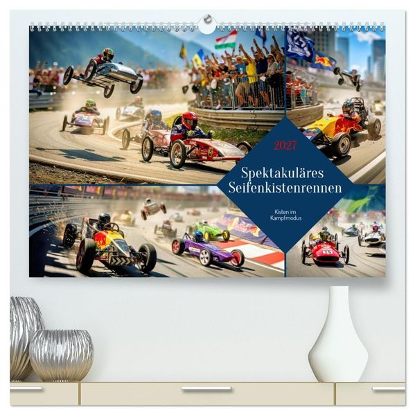 Spektakuläres Seifenkistenrennen (hochwertiger Premium Wandkalender 2027 DIN A2 quer) Kunstdruck in Hochglanz