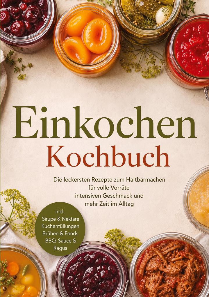 Einkochen Kochbuch: Die leckersten Rezepte zum Haltbarmachen für volle Vorräte intensiven Geschmack & mehr Zeit im Alltag - inkl. Sirupe & Nektare Kuchenfüllungen Brühen & Fonds BBQ-Sauce & Ragùs