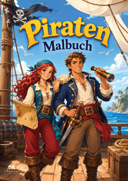 Piraten Malbuch für Kinder von 6-10 Jahren mit 50 spannenden Ausmalbildern