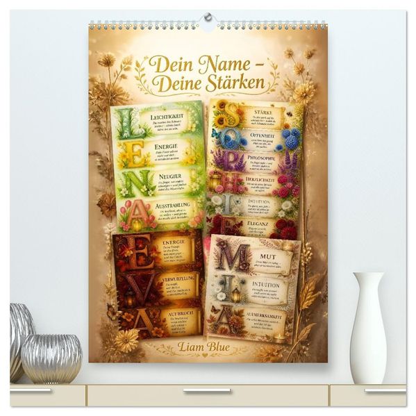 Dein Name - Deine Stärken (hochwertiger Premium Wandkalender 2027 DIN A2 hoch) Kunstdruck in Hochglanz