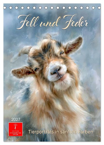 Fell und Feder - Tierporträts in sanften Farben (Tischkalender 2027 DIN A5 hoch) CALVENDO Monatskalender