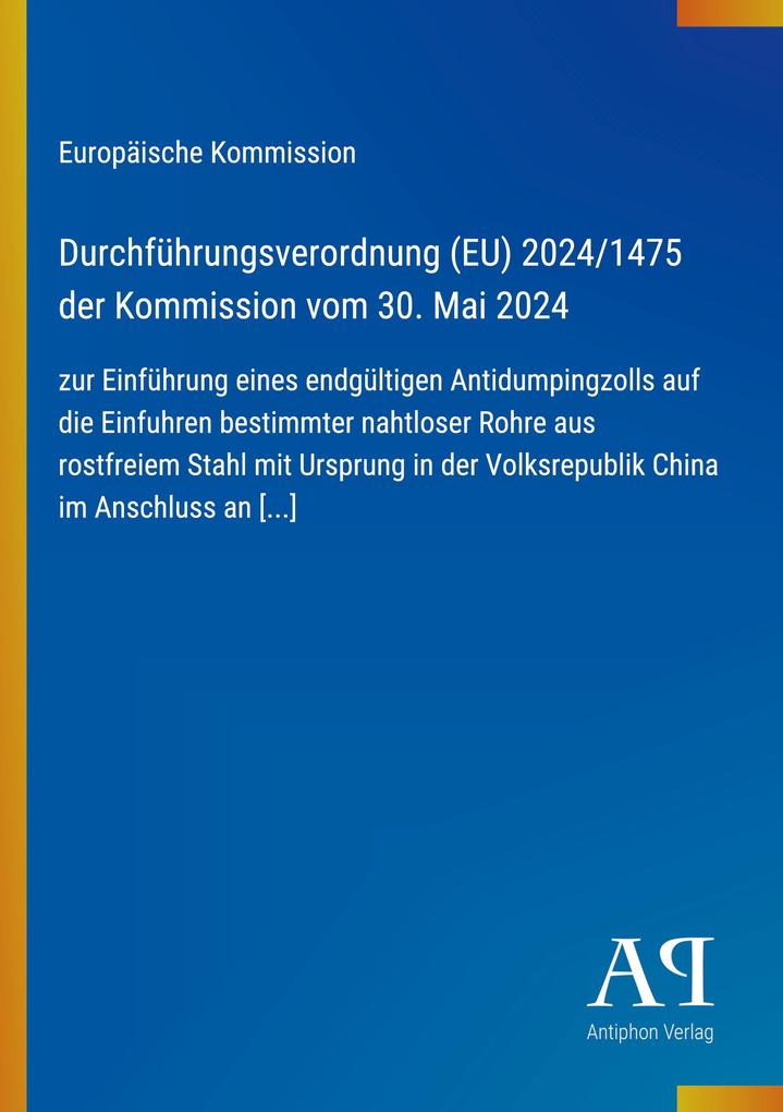 Durchführungsverordnung (EU) 2024/1475 der Kommission vom 30. Mai 2024