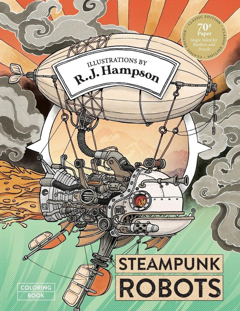 Steampunk Robots Coloring Book