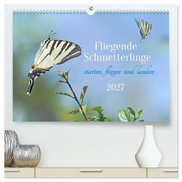 Fliegende Schmetterlinge (hochwertiger Premium Wandkalender 2027 DIN A2 quer) Kunstdruck in Hochglanz