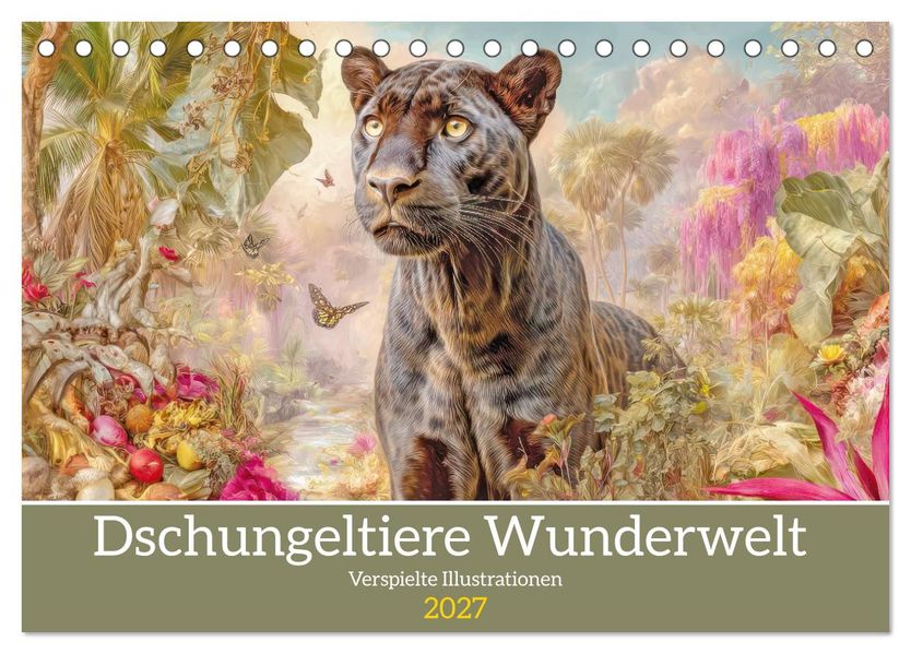 Dschungeltiere Wunderwelt - Verspielte Illustrationen (Tischkalender 2027 DIN A5 quer) CALVENDO Monatskalender