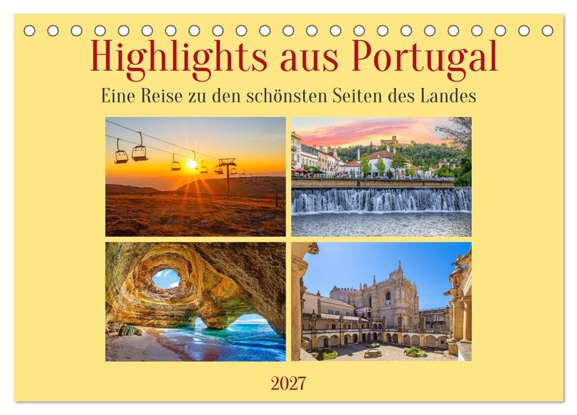 Highlights aus Portugal (Tischkalender 2027 DIN A5 quer) CALVENDO Monatskalender