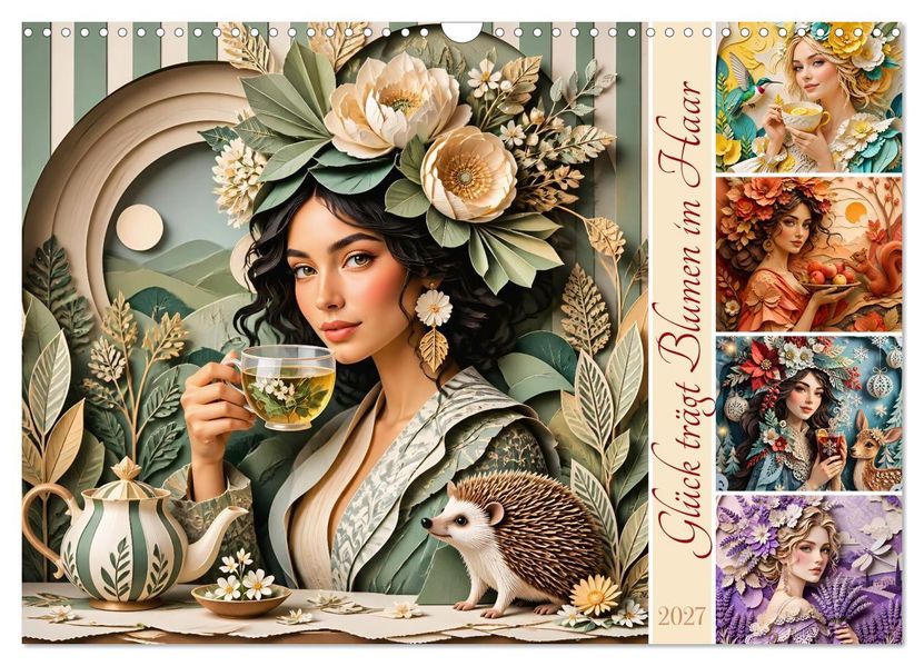 Glück trägt Blumen im Haar (Wandkalender 2027 DIN A3 quer) CALVENDO Monatskalender