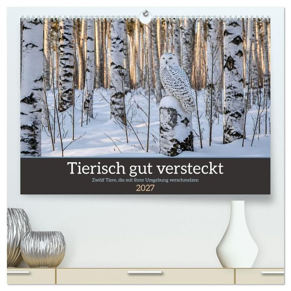 Tierisch gut versteckt - Zwölf Tiere die mit ihrer Umgebung verschmelzen (hochwertiger Premium Wandkalender 2027 DIN A2 quer) Kunstdruck in Hochglanz