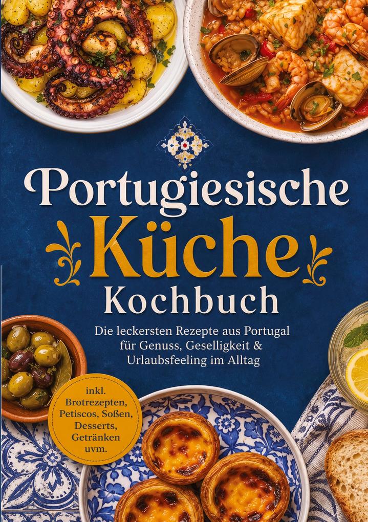 Portugiesische Küche Kochbuch: Die leckersten Rezepte aus Portugal für Genuss Geselligkeit & Urlaubsfeeling im Alltag - inkl. Brotrezepten Petiscos Soßen Desserts Getränken uvm.