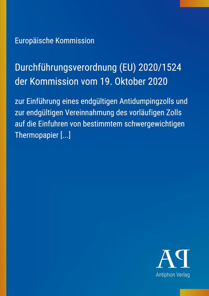 Durchführungsverordnung (EU) 2020/1524 der Kommission vom 19. Oktober 2020