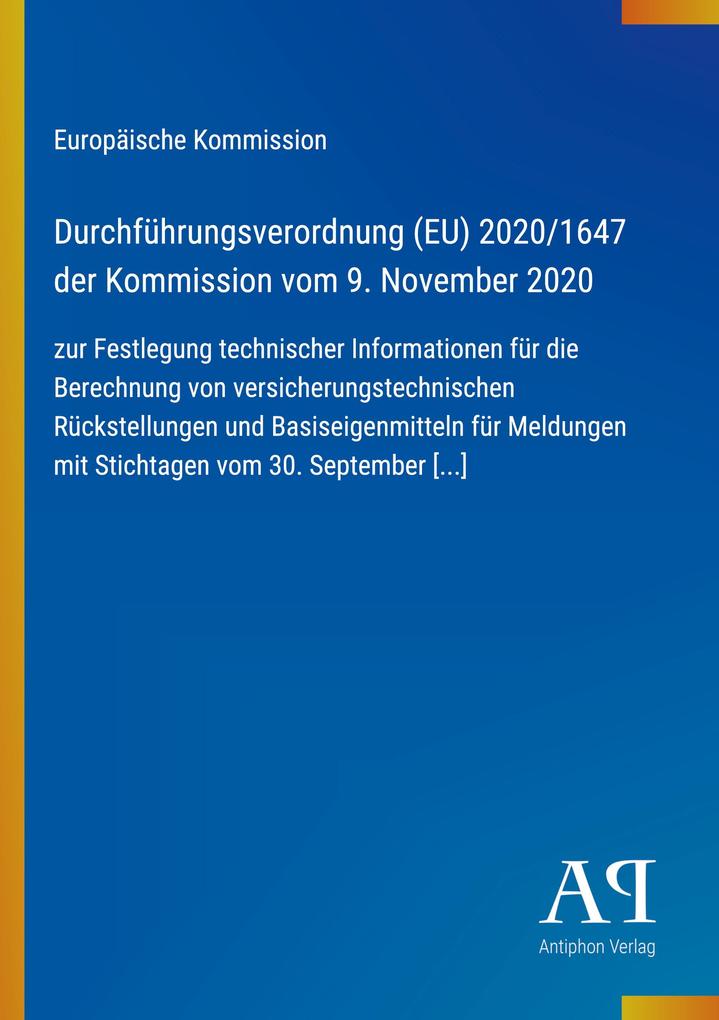 Durchführungsverordnung (EU) 2020/1647 der Kommission vom 9. November 2020
