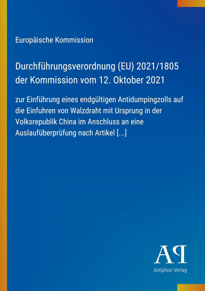 Durchführungsverordnung (EU) 2021/1805 der Kommission vom 12. Oktober 2021
