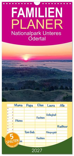 Familienplaner 2027 - Nationalpark Unteres Odertal mit 5 Spalten (Wandkalender 21 x 45 cm) CALVENDO