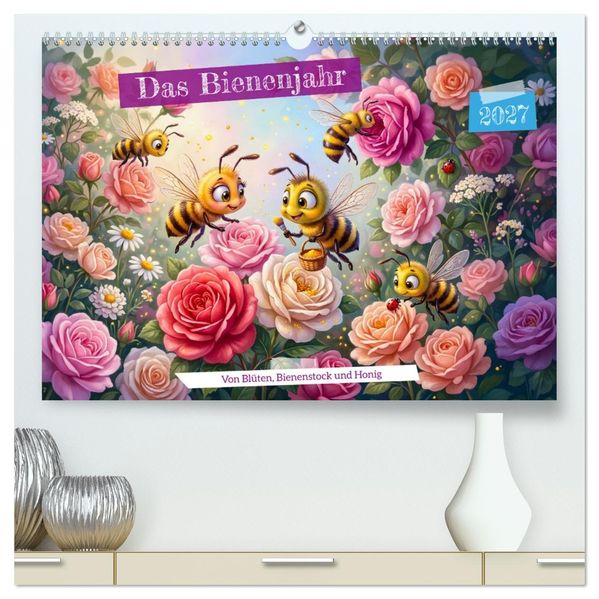 Das Bienenjahr - Von Blüten Bienenstock und Honig (hochwertiger Premium Wandkalender 2027 DIN A2 quer) Kunstdruck in Hochglanz