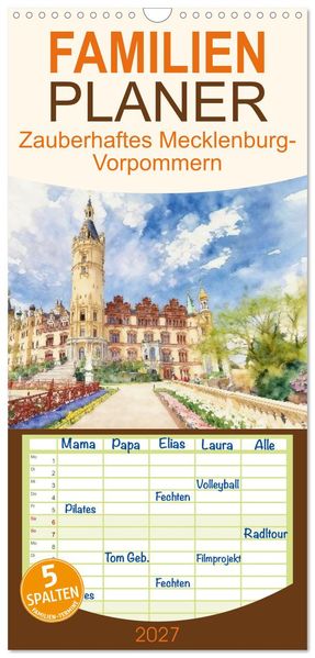 Familienplaner 2027 - Zauberhaftes Mecklenburg-Vorpommern mit 5 Spalten (Wandkalender 21 x 45 cm) CALVENDO