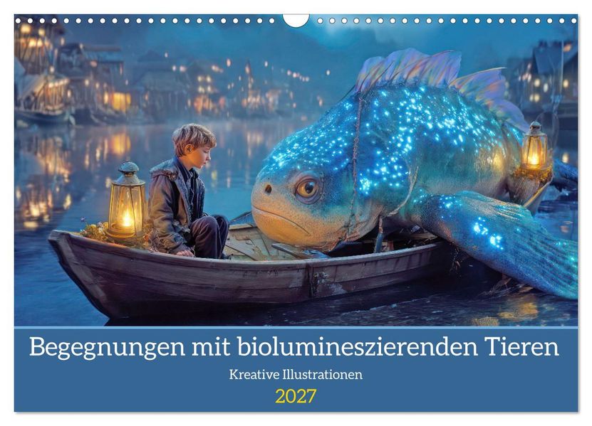 Begegnungen mit biolumineszierenden Tieren - Kreative Illustrationen (Wandkalender 2027 DIN A3 quer) CALVENDO Monatskalender