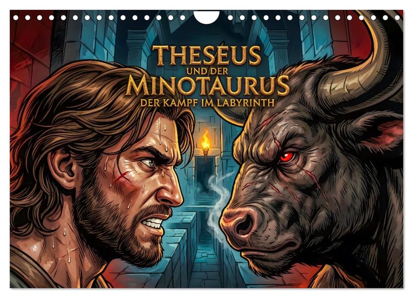 Theseus und der Minotaurus - Der Kampf im Labyrinth (Wandkalender 2027 DIN A4 quer) CALVENDO Monatskalender