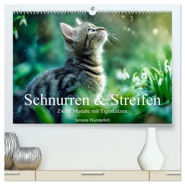 Schnurren & Streifen - Zwölf Monate mit Tigerkatzen (hochwertiger Premium Wandkalender 2027 DIN A2 quer) Kunstdruck in Hochglanz
