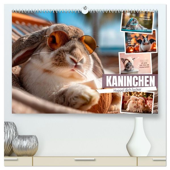 Kaninchen - Hoppel dich locker (hochwertiger Premium Wandkalender 2027 DIN A2 quer) Kunstdruck in Hochglanz