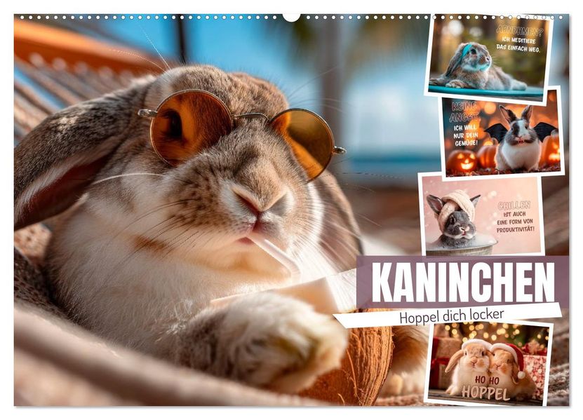 Kaninchen - Hoppel dich locker (Wandkalender 2027 DIN A2 quer) CALVENDO Monatskalender