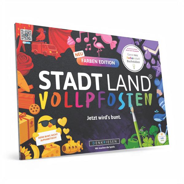 DENKRIESEN - STADT LAND VOLLPFOSTEN® Farben Edition - 'Jetzt wird's bunt' | A4 Spielblock