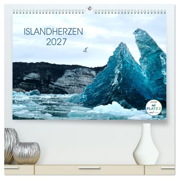 Islandherzen (hochwertiger Premium Wandkalender 2027 DIN A2 quer) Kunstdruck in Hochglanz