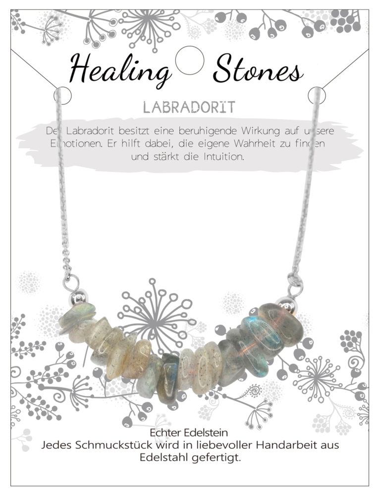 Labradorit Healing Stone Edelstahlkette J702-08