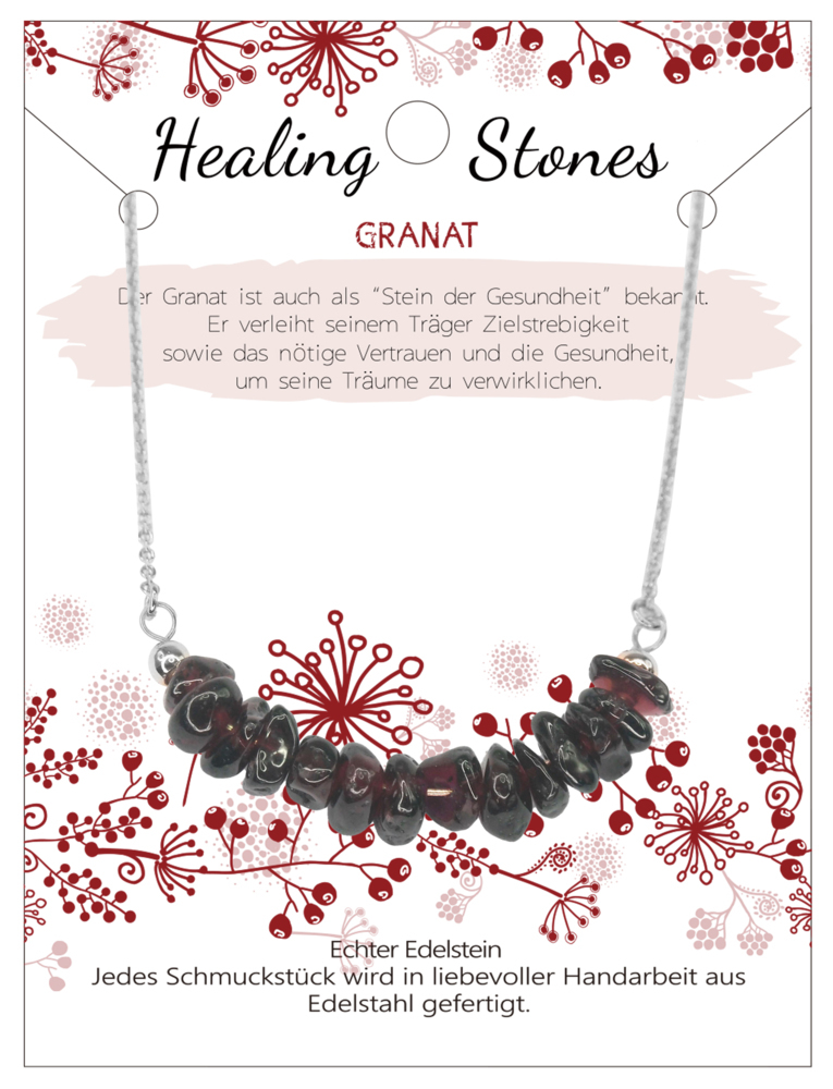 Granat Healing Stone Edelstahlkette J702-05