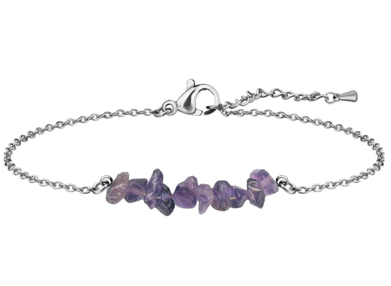 Amethyst Healing Stone Edelstahlarmband J712-07