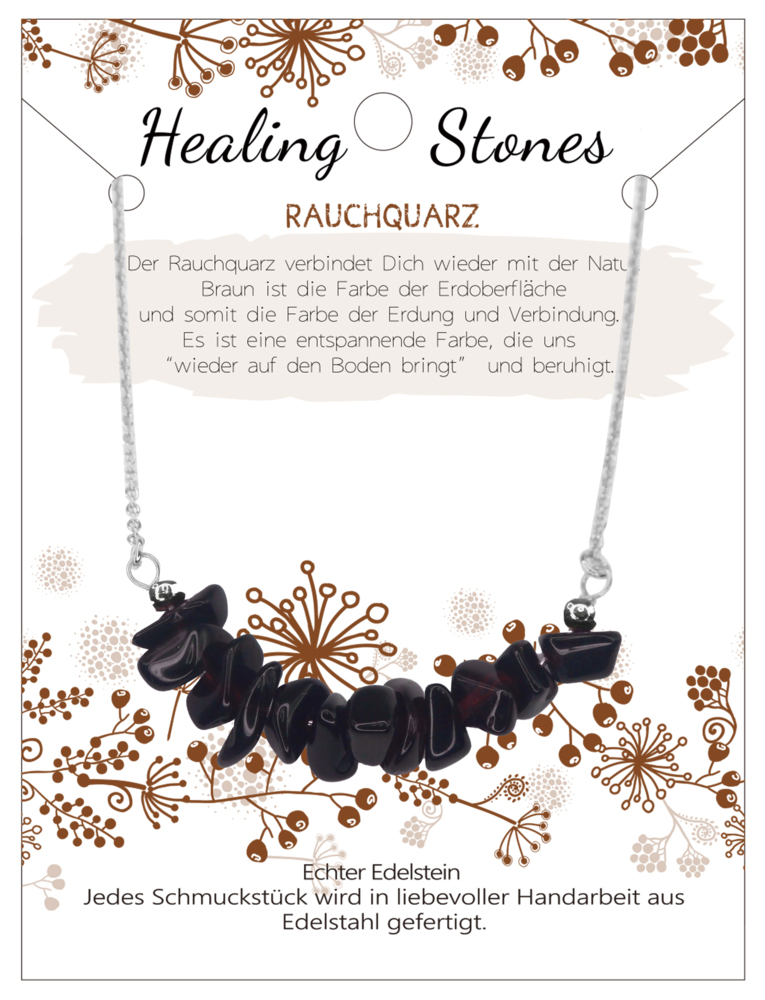 Rauchquarz Healing Stone Edelstahlkette J702-11