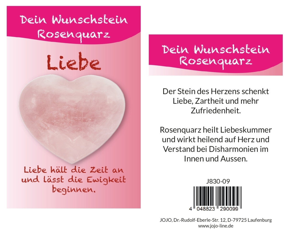 Rosenquarz Taschensteinherz Wunschstein J836-09