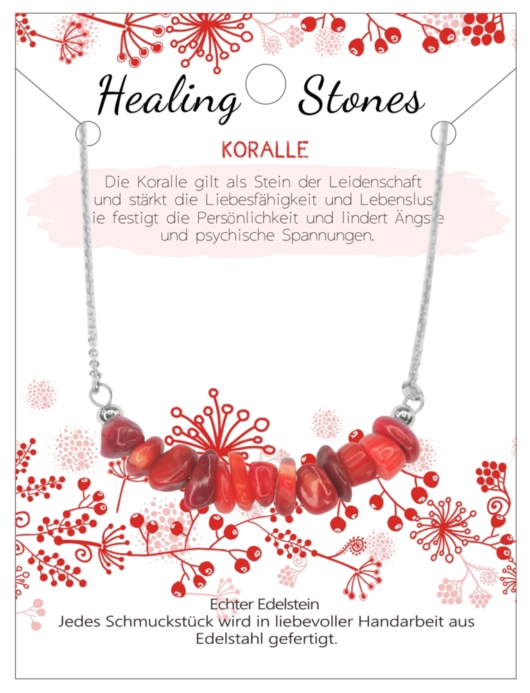 Koralle Healing Stone Edelstahlkette J702-02