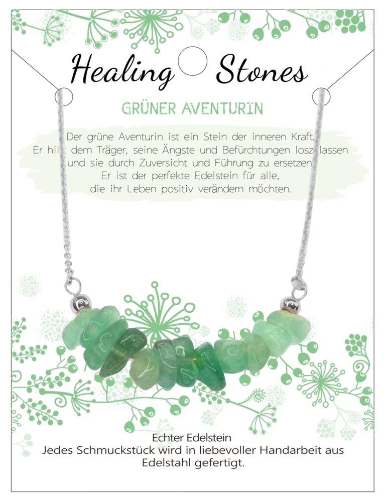 grüner Aventurin Healing Stone Edelstahlkette J702-06