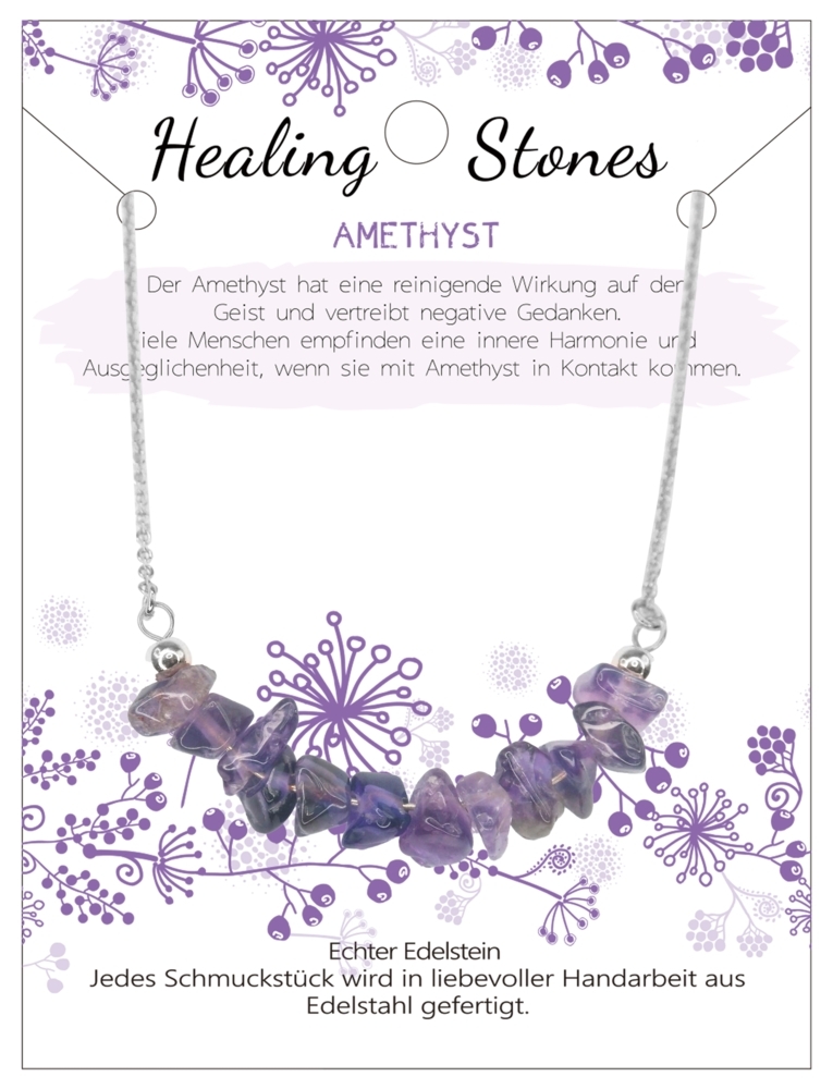 Amethyst Healing Stone Edelstahlkette J702-07